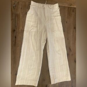 Zara Cream Dress Pants with Subtle Stripes